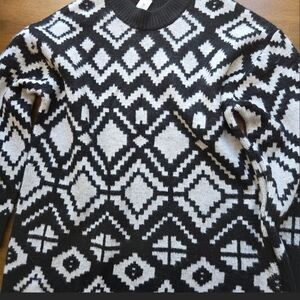 Dex Black & White Geometric Knit Sweater NWT Size XL